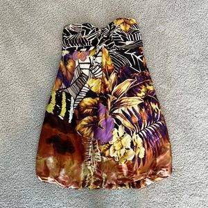 Silk tropical print dress